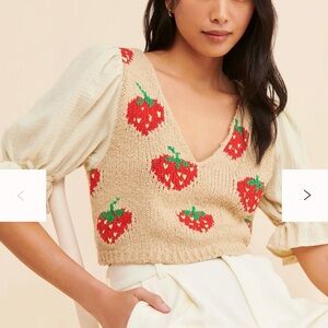 Free People Strawberry Jam Knit Crop Top Size Medium